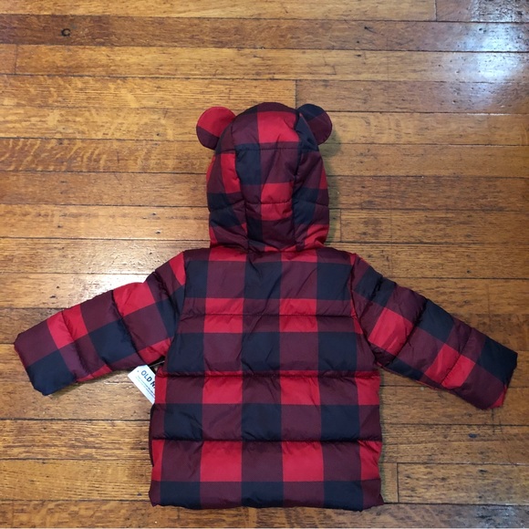 New Old Navy Frost Free, Red Buffalo Checker Quilted Puffer Jacket 12-18M - Picture 2 of 8